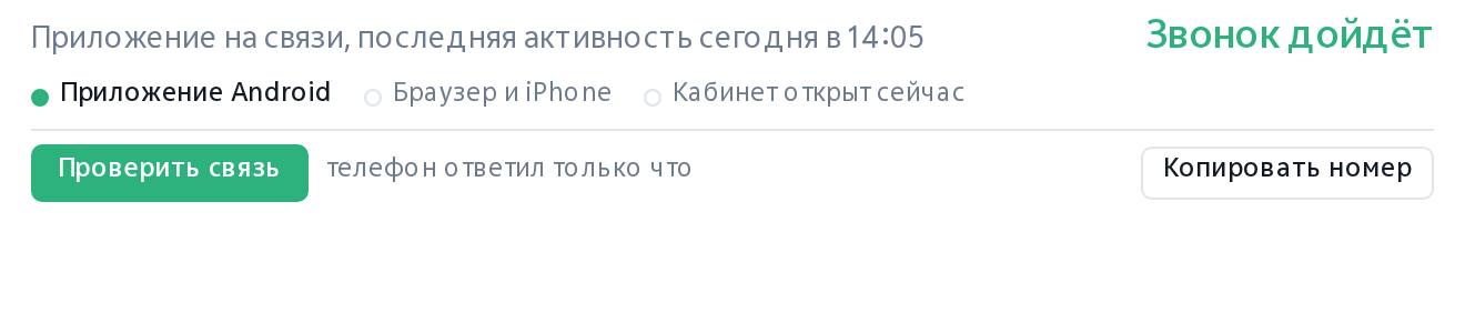Ответ проверки связи